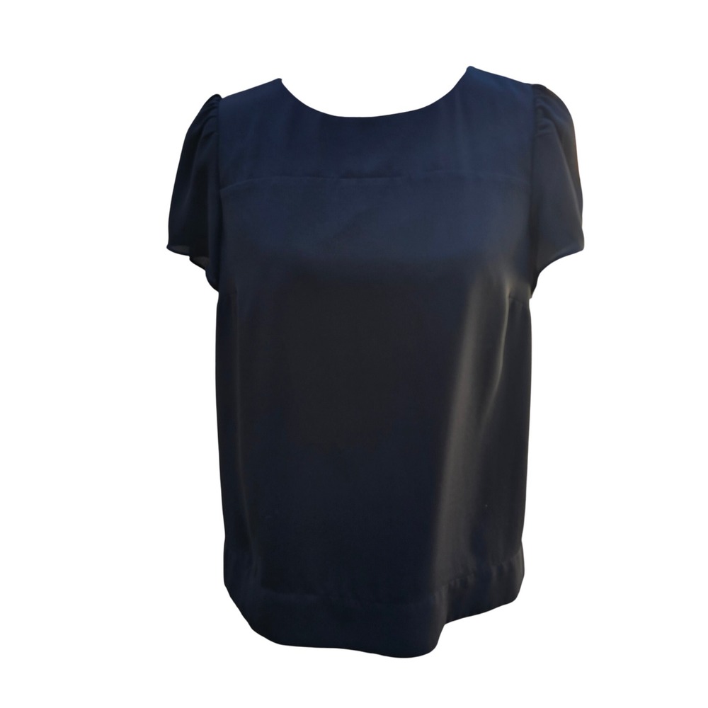 J. Crew 16R Black Short‎ Sleeve Puffed Sleeve Dressy Top Women's Size S